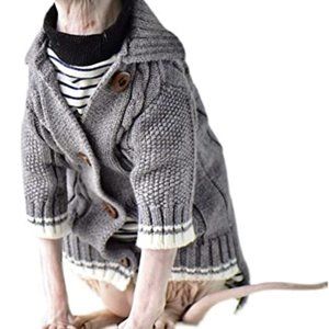 Sphynx Cat Clothes, Hairless Cat Clothes, Casual Cable Sweater Shirt DUOMASUMI